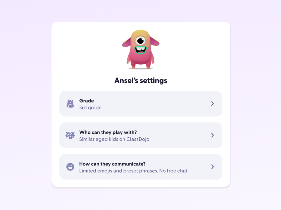 Safety settings panel
